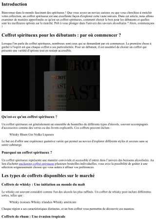 Coffret spiritueux pour les débutants : par où commencer ?