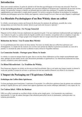 Les Bienfaits Psychologiques d’un Bon Whisky dans un coffret