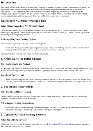 Top 10 Greensboro NC Airport Parking Hacks You Need to Know