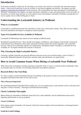 How to Avoid Common Scams When Hiring a Locksmith Near Wallsend