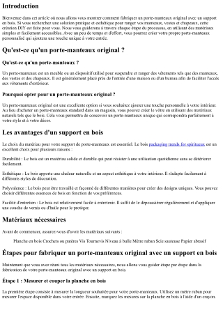 Fabriquer Un Porte-Manteaux Original Avec Un support En bois
