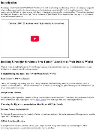 “Booking Strategies for Stress-Free Family Vacations at Walt Disney World”