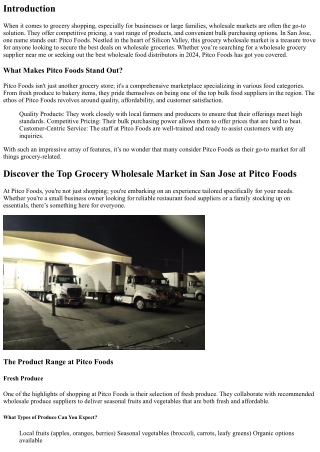 Discover the Top Grocery Wholesale Market in San Jose at Pitco Foods
