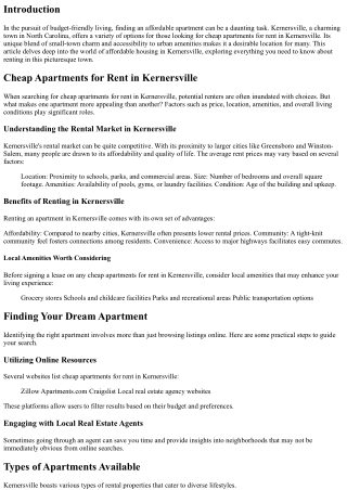 Budget-Friendly Living: Exploring Cheap Apartments for Rent in Kernersville