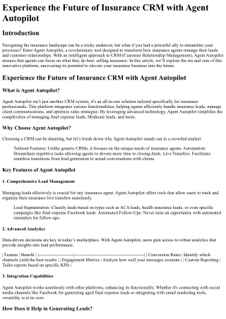 Experience the Future of Insurance CRM with Agent Autopilot