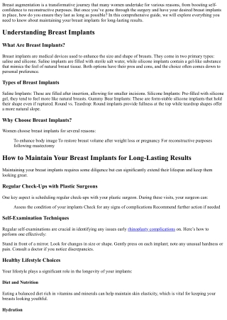 How to Maintain Your Breast Implants for Long-Lasting Results