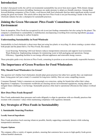 Joining the Green Movement: Pitco Foods' Commitment to the Environment