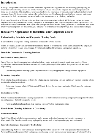 Innovative Approaches to Industrial and Corporate Cleans