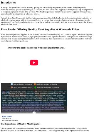 Pitco Foods: Offering Quality Meat Supplies at Wholesale Prices