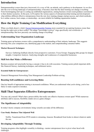 Browsing the Future of Entrepreneurship Training and Advancement