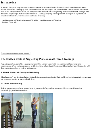 The Hidden Costs of Neglecting Professional Office Cleanings