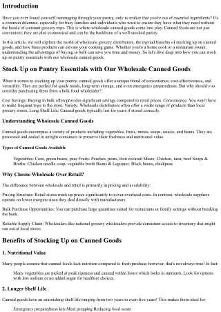 Stock Up on Pantry Essentials with Our Wholesale Canned Goods