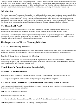 Building a Cleaner Future with Health Point’s Green Initiatives