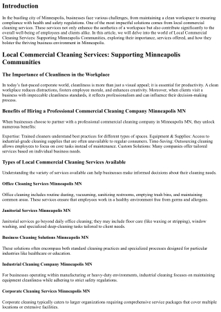 Local Commercial Cleaning Services: Supporting Minneapolis Communities