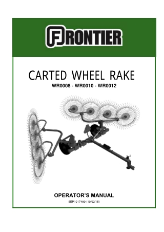John Deere WR0008 WR0010 WR0012 Carted Wheel Rake Operator’s Manual Instant Download (Publication No. 5EP1017480)