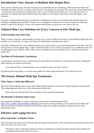 Tailored Skin Care Solutions for Every Concern at Our Medi Spa