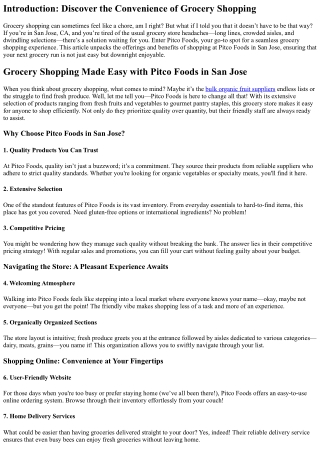 Grocery Shopping Made Easy with Pitco Foods in San Jose