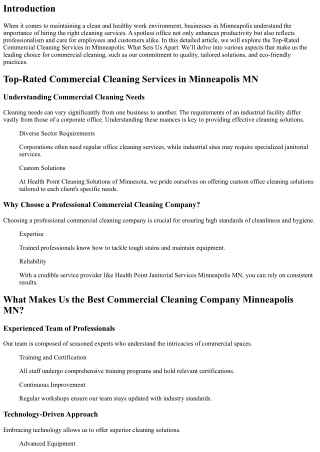 Top-Rated Commercial Cleaning Services in Minneapolis: What Sets Us Apart