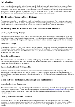 Wooden Store Fixtures: Enhancing Product Presentation and Sales Performance