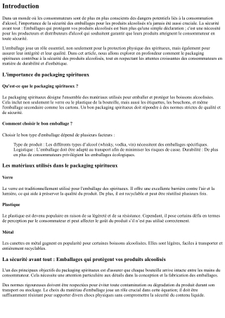 La sécurité avant tout : Emballages qui protègent vos produits alcoolisés