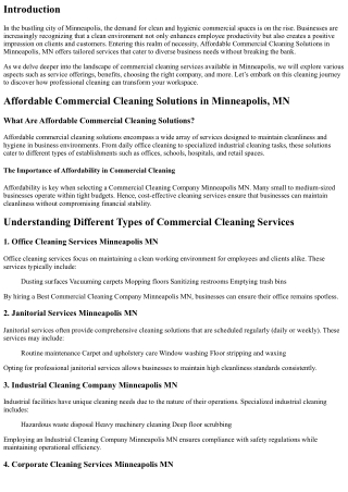Affordable Commercial Cleaning Solutions in Minneapolis, MN