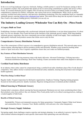 The Industry-Leading Grocery Wholesaler You Can Rely On – Pitco Foods