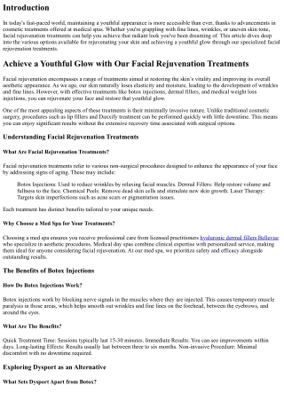 Achieve a Youthful Glow with Our Facial Rejuvenation Treatments