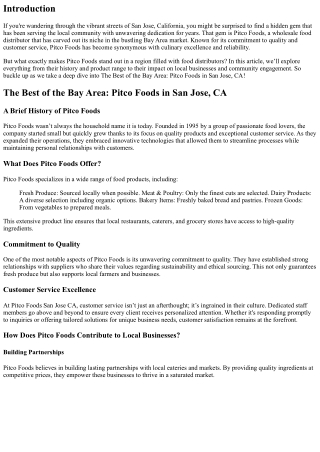 The Best of the Bay Area: Pitco Foods in San Jose, CA