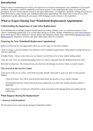 What to Expect During Your Windshield Replacement Appointment