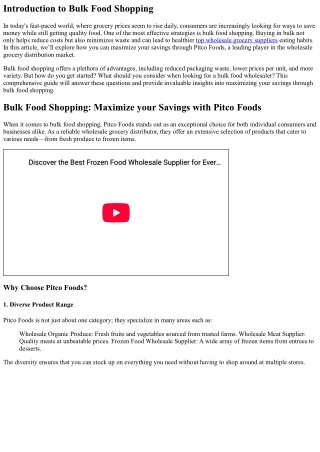 Bulk Food Shopping: Maximize your Savings with Pitco Foods