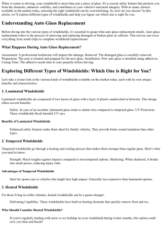 Exploring Different Types of Windshields: Which One is Right for You?