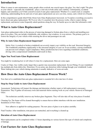 FAQs About Auto Glass Replacement Answered