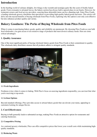 Bakery Goodness: The Perks of Buying Wholesale from Pitco Foods