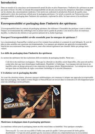 Écoresponsabilité et packaging dans l'industrie des spiritueux