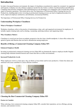 The Importance of Professional Office Cleaning Services for Productivity