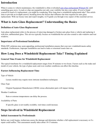 How Long Does a Windshield Replacement Take? Timing Explained