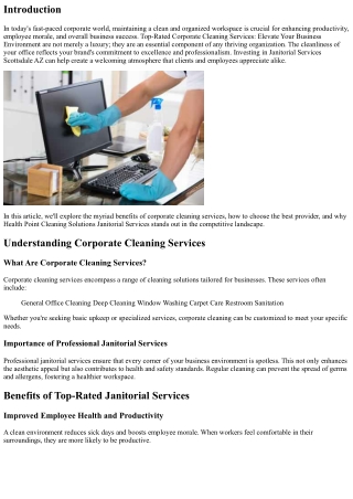 Top-Rated Corporate Cleaning Services: Elevate Your Business Environment
