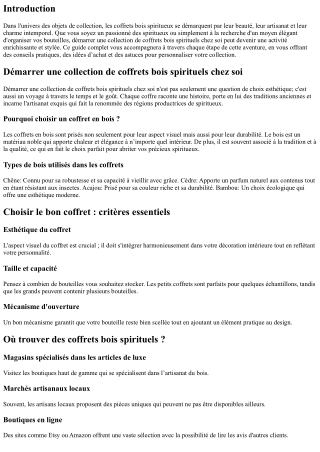 “Démarrer une collection de coffrets bois spirituels chez soi”
