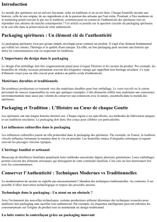 Packaging et Tradition : Conserver l’Authenticité des Spiritueux