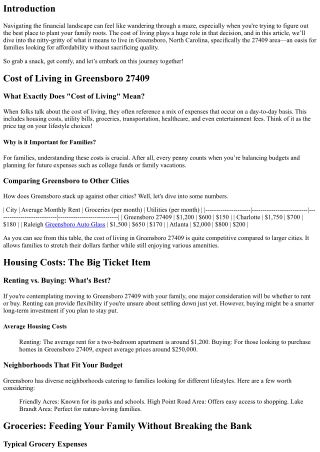 Family-Friendly Finances: Cost of Living in Greensboro 27409 for Families