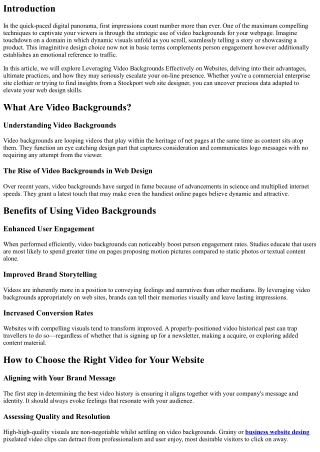 Leveraging Video Backgrounds Effectively on Websites