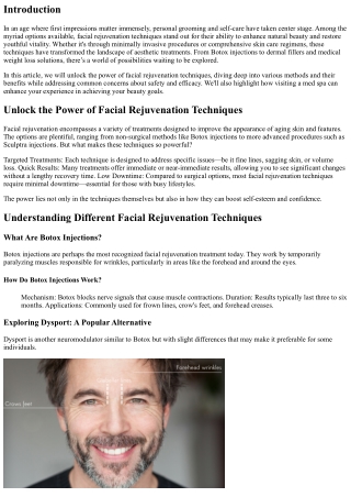 Unlock the Power of Facial Rejuvenation Techniques
