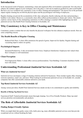 Why Consistency is Key in Office Cleaning and Maintenance
