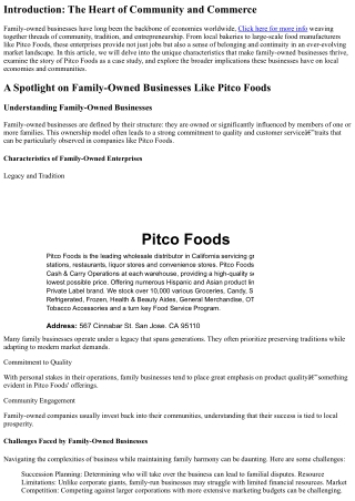 A Spotlight on Family-Owned Businesses Like Pitco Foods