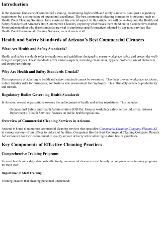 Health and Safety Standards of Arizona's Best Commercial Cleaners