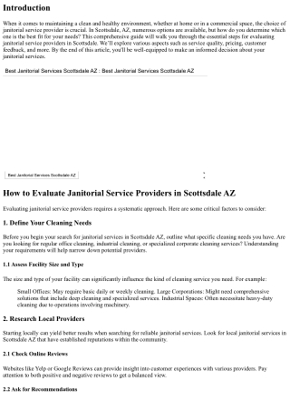 How to Evaluate Janitorial Service Providers in Scottsdale AZ