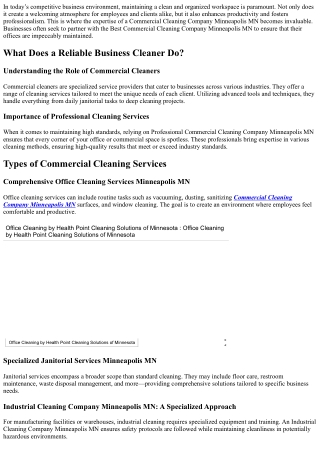 Maintaining High Standards with Reliable Business Cleaners