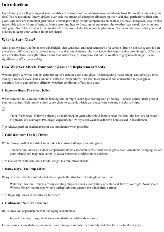 How Weather Affects Your Auto Glass and Replacement Needs