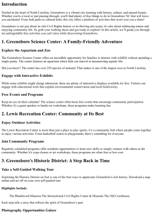 Discover Greensboro: 10 Free Activities You Can't Miss