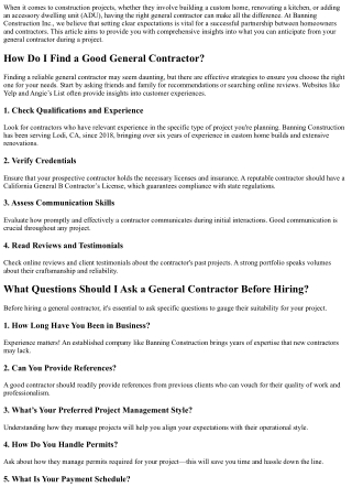 Setting Expectations What to Anticipate from Your General Contractor During a Pr